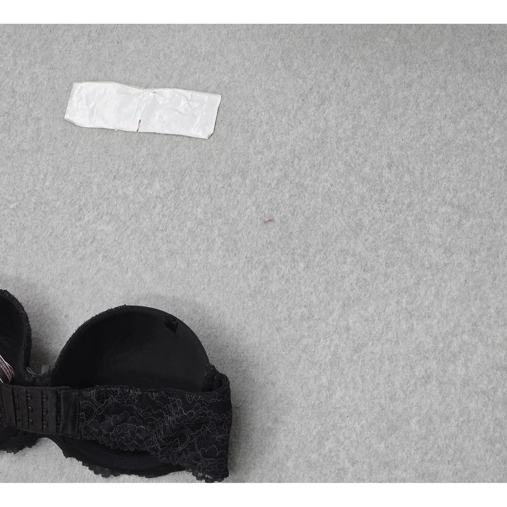 Victoria's Secret Women Bra 34D Black Dream Angels T Shirt Underwired Lace READ